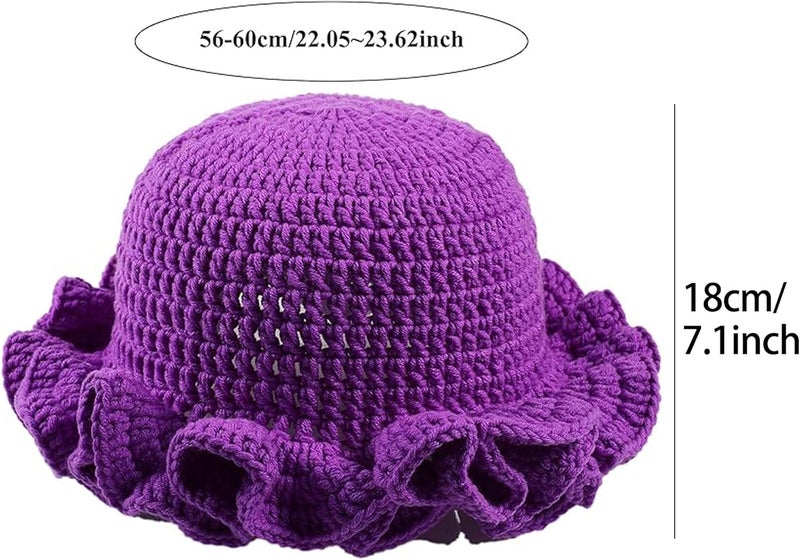 Ahouws Crochet Bucket Hat Women Trendy Knit Floppy Cap Cute Boho Handmade Beanies Outdoor Boho Travel Fishing Hat - Image 2
